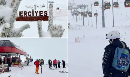 Erciyes'te kar kayak sezonunu 'Bahar'a çevirdi