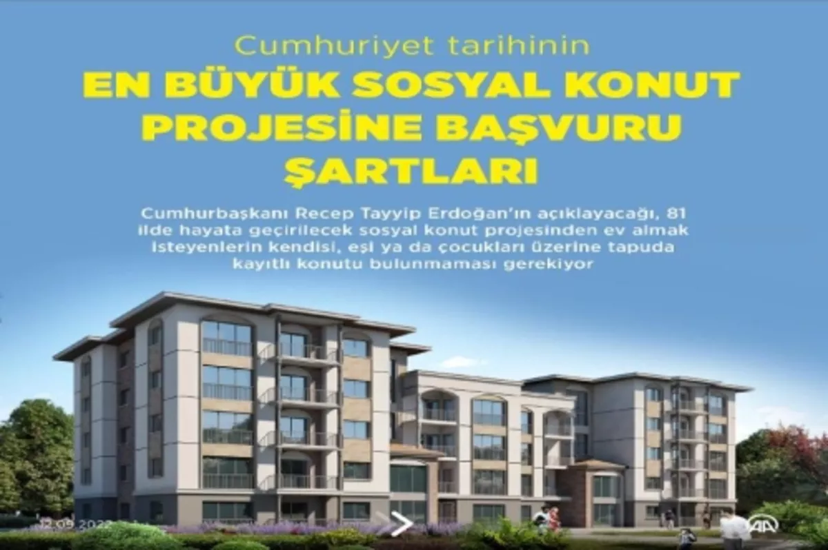 Cumhuriyet tarihinin en büyük sosyal konut projesine başvuru şartları belirlendi