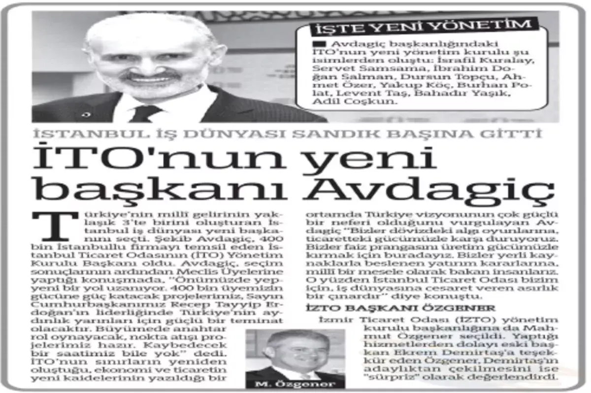 İTO'nun yeni başkanı Avdagiç