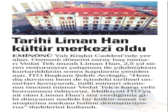 Tarihi Liman Han kültür merkezi oldu