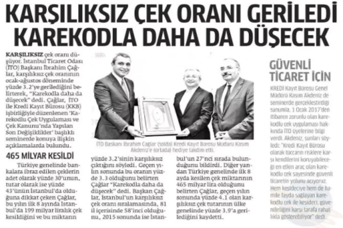 Karşılıksız çek oranı geriledi karekodla daha da düşecek