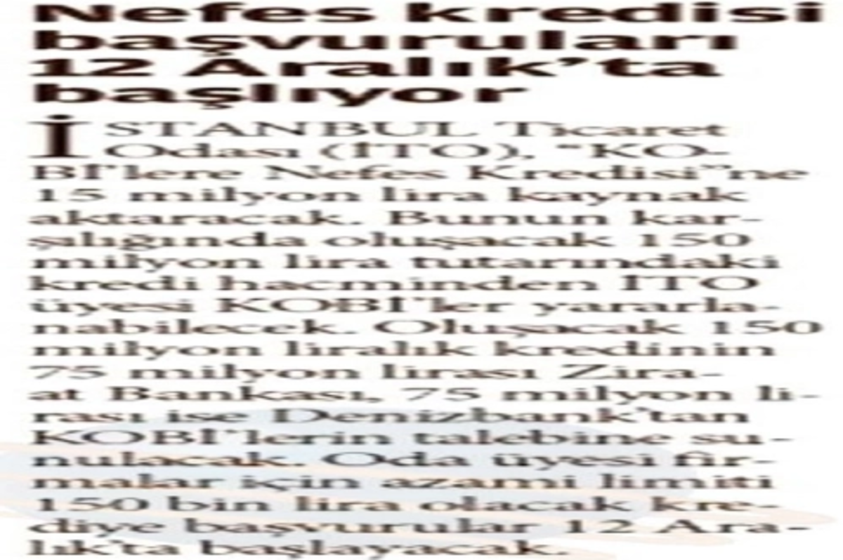 Nefes kredisi başvuruları 12 Aralık'ta başlıyor