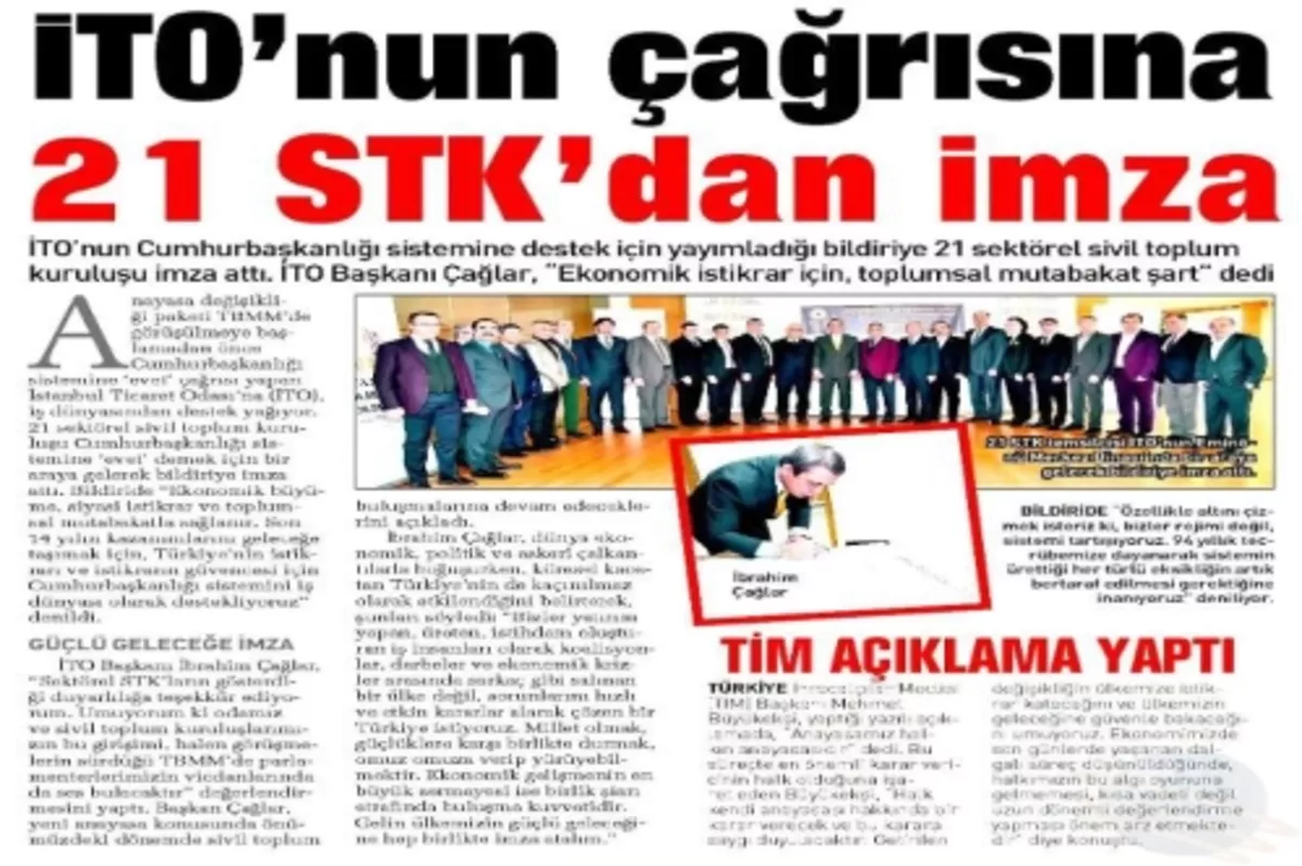 İTO'nun çağrısına 21 STK'dan imza