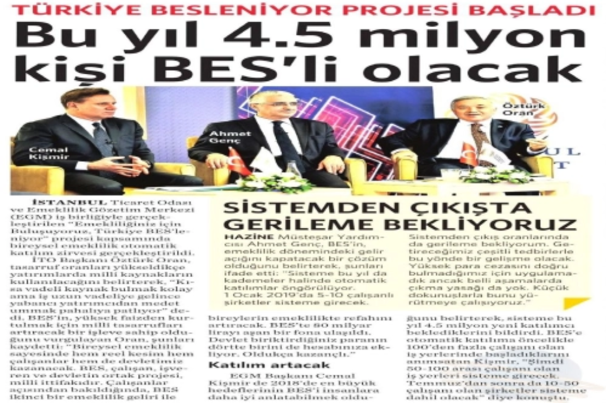 Bu yıl 4.5 milyon kişi BES'li olacak