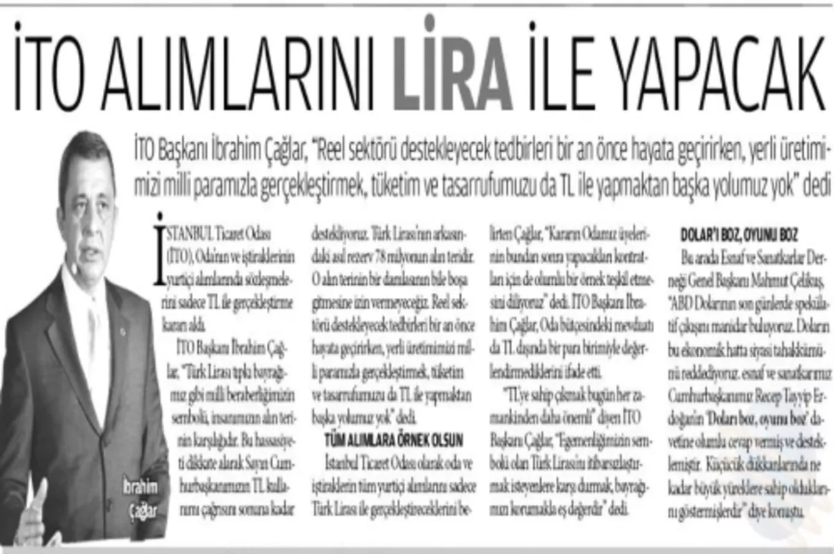 İTO alımlarını Lira ile yapacak