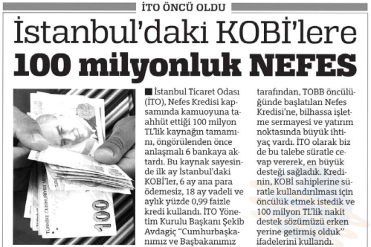 İstanbul'daki KOBİ'lere 100 milyonluk nefes