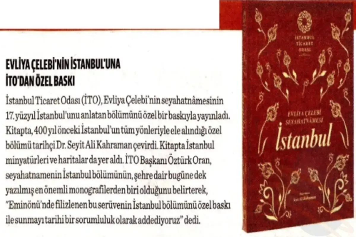 Evliya Çelebi'nin İstanbul'una İTO'dan özel baskı
