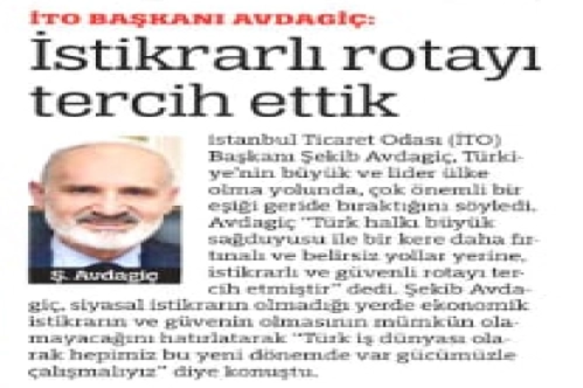 İstikrarlı rotayı tercih ettik