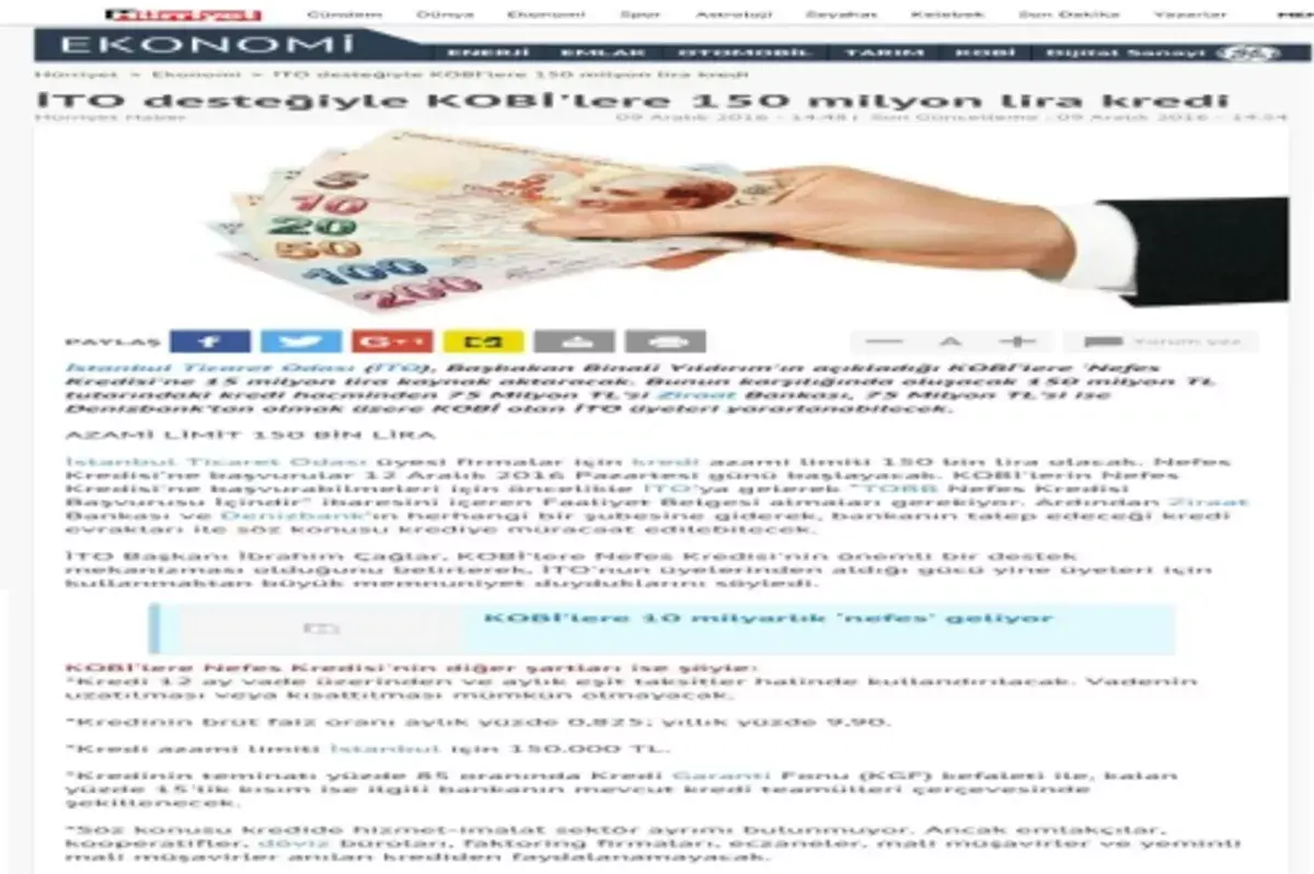 İTO desteğiyle KOBİ'lere 150 milyon lira kredi
