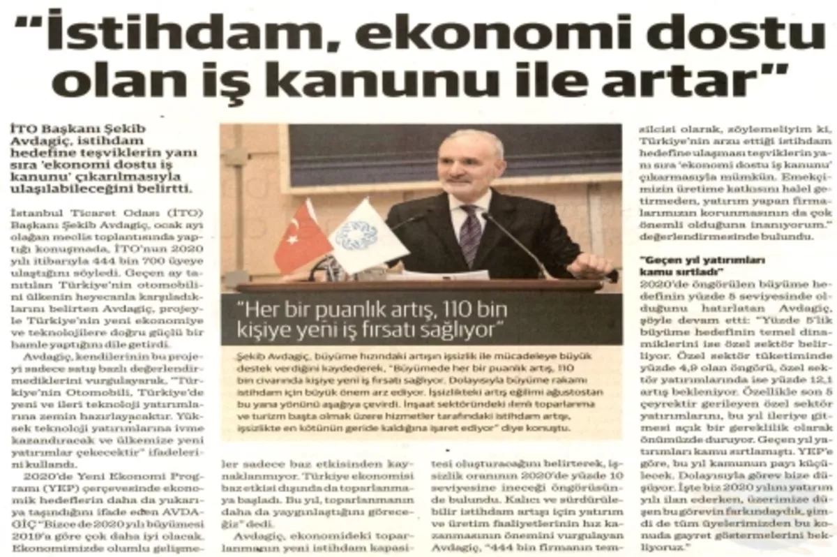 İstihdam, ekonomi dostu iş kanunu ile artar